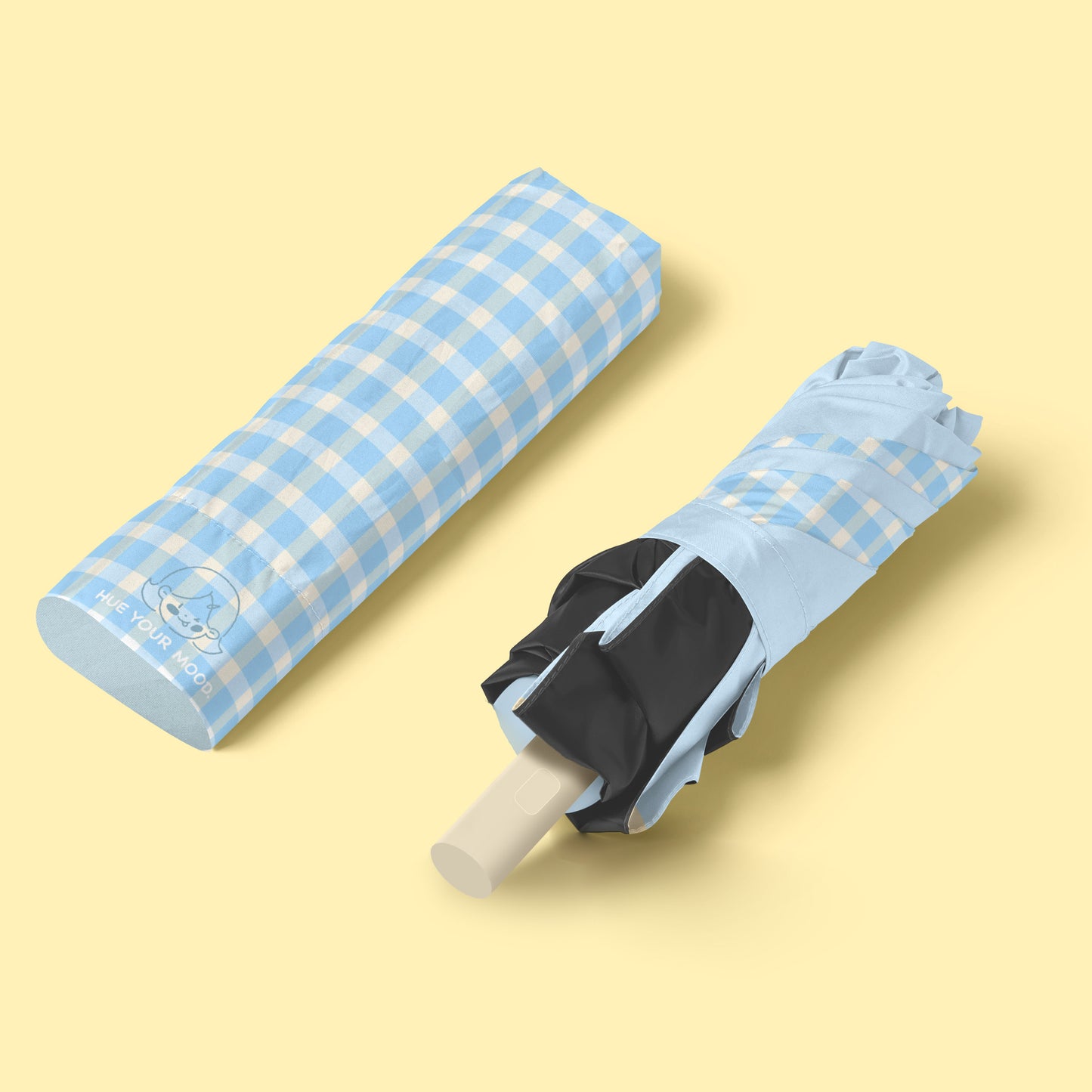 Hues Yellow and Blue Umbrella with Eco-Friendly Reusable Pouch